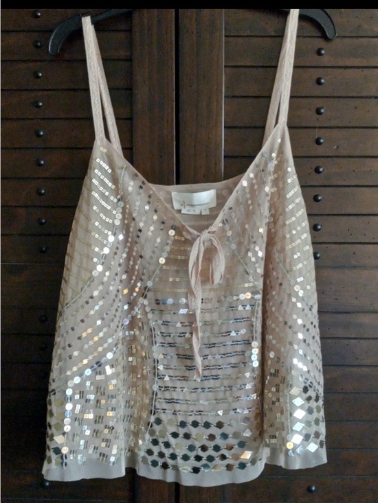 Anthropologie Tops - Anthropologie sequin sheer tank sz Medium